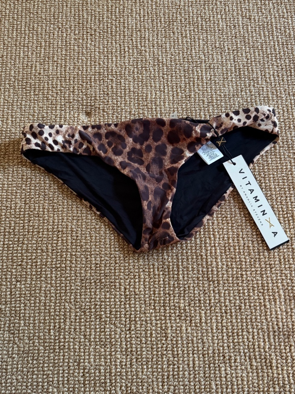 Women's Vitamin A Leopard Print Bikini Bottoms, Size Medium NWT